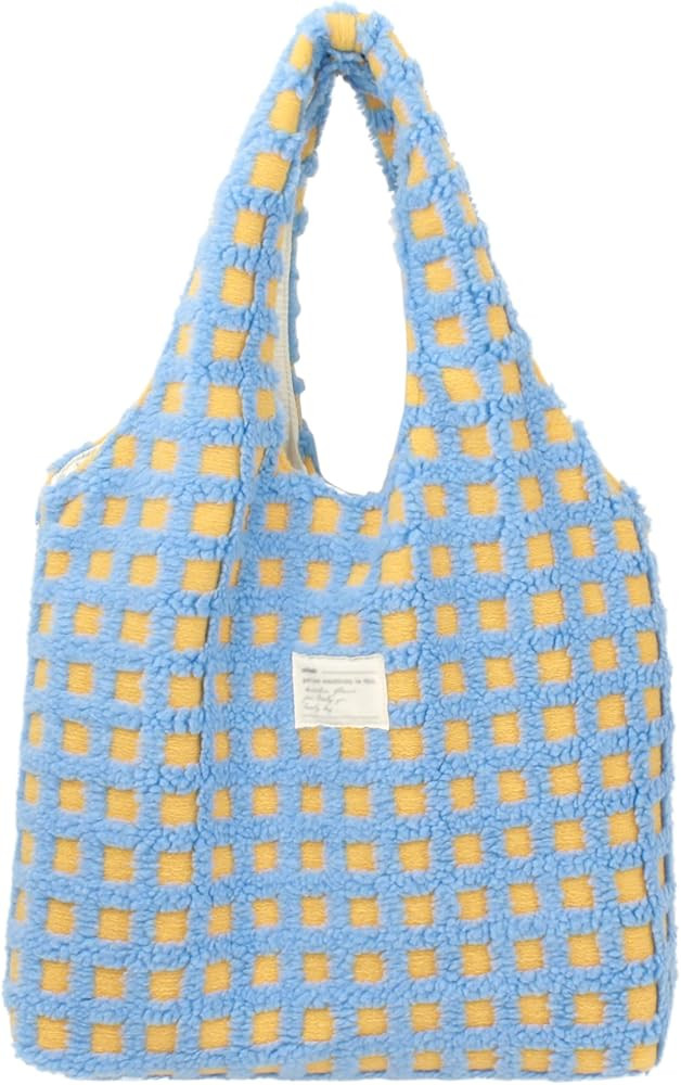 Women Girls Cute Bear Plush Shoulder Bag Large Tote Handbag Purse Faux Fur Shopping Dating Bag | Amazon (US)