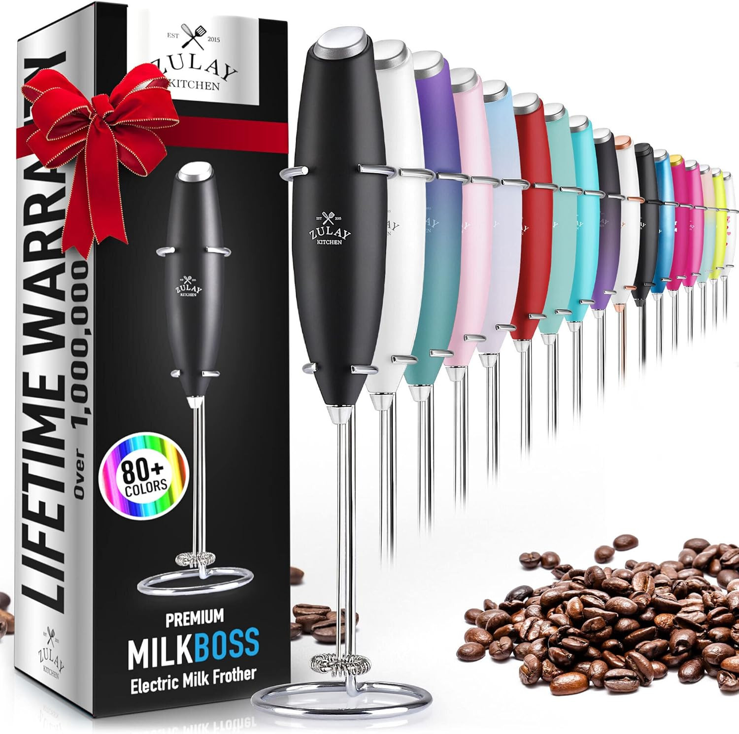 Amazon.com: Zulay Original Milk Frother Handheld Foam Maker for Lattes - Whisk Drink Mixer for Co... | Amazon (US)