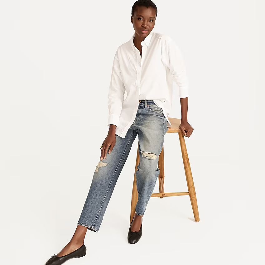 Petite Relaxed-fit washed cotton poplin shirt | J.Crew US