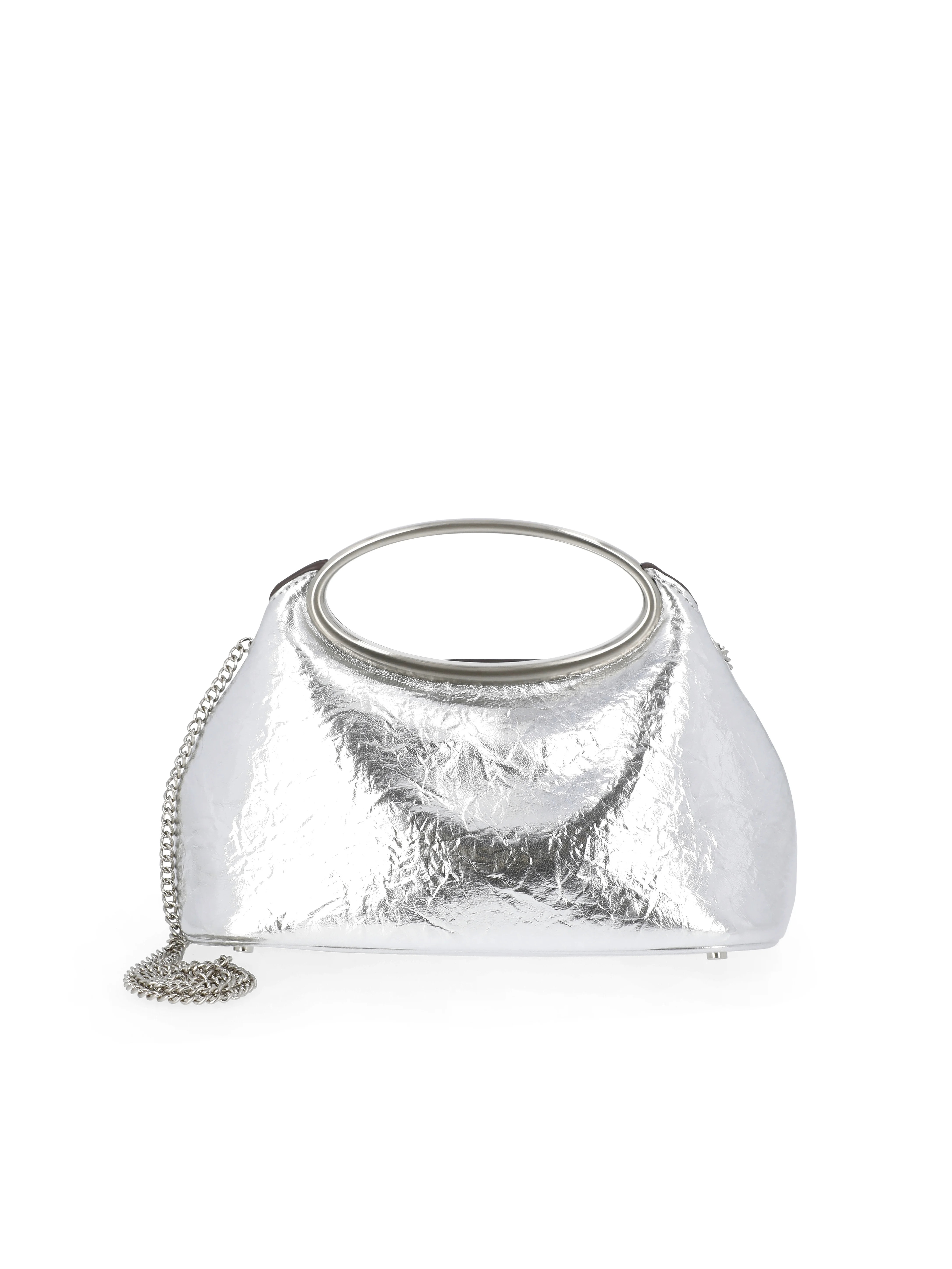 Scoop Women’s Metallic Faux Leather Top Handle Clutch, Silver Tone | Walmart (US)