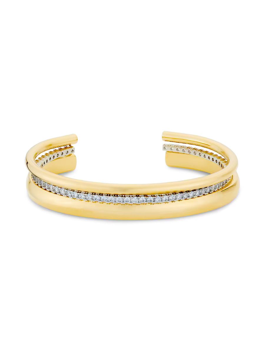 Reagan 14K-Gold-Plated & Cubic Zirconia 2-Piece Cuff Set | Saks Fifth Avenue