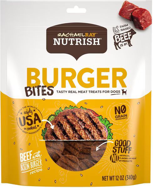 Rachael Ray Nutrish Burger Bites, Beef Burger with Bison Grain-Free Dog Treats | Chewy.com