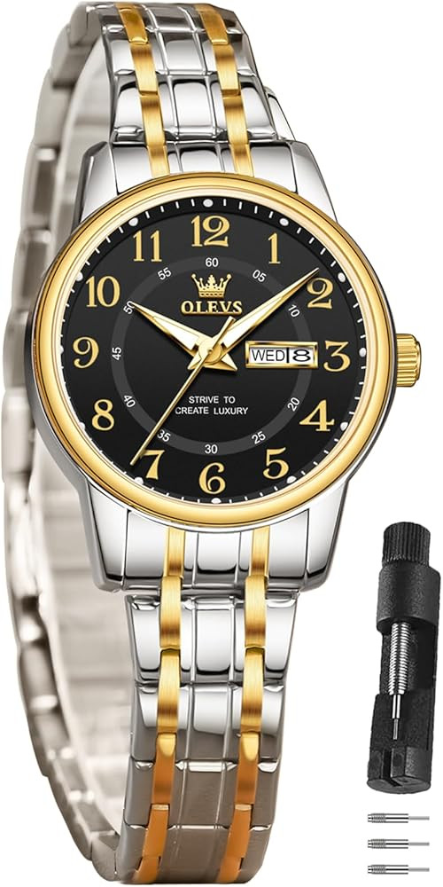 OLEVS Watch Women Two Tone Watches for Women with Date Dress Womens Watches for Small Wrists Luxu... | Amazon (US)