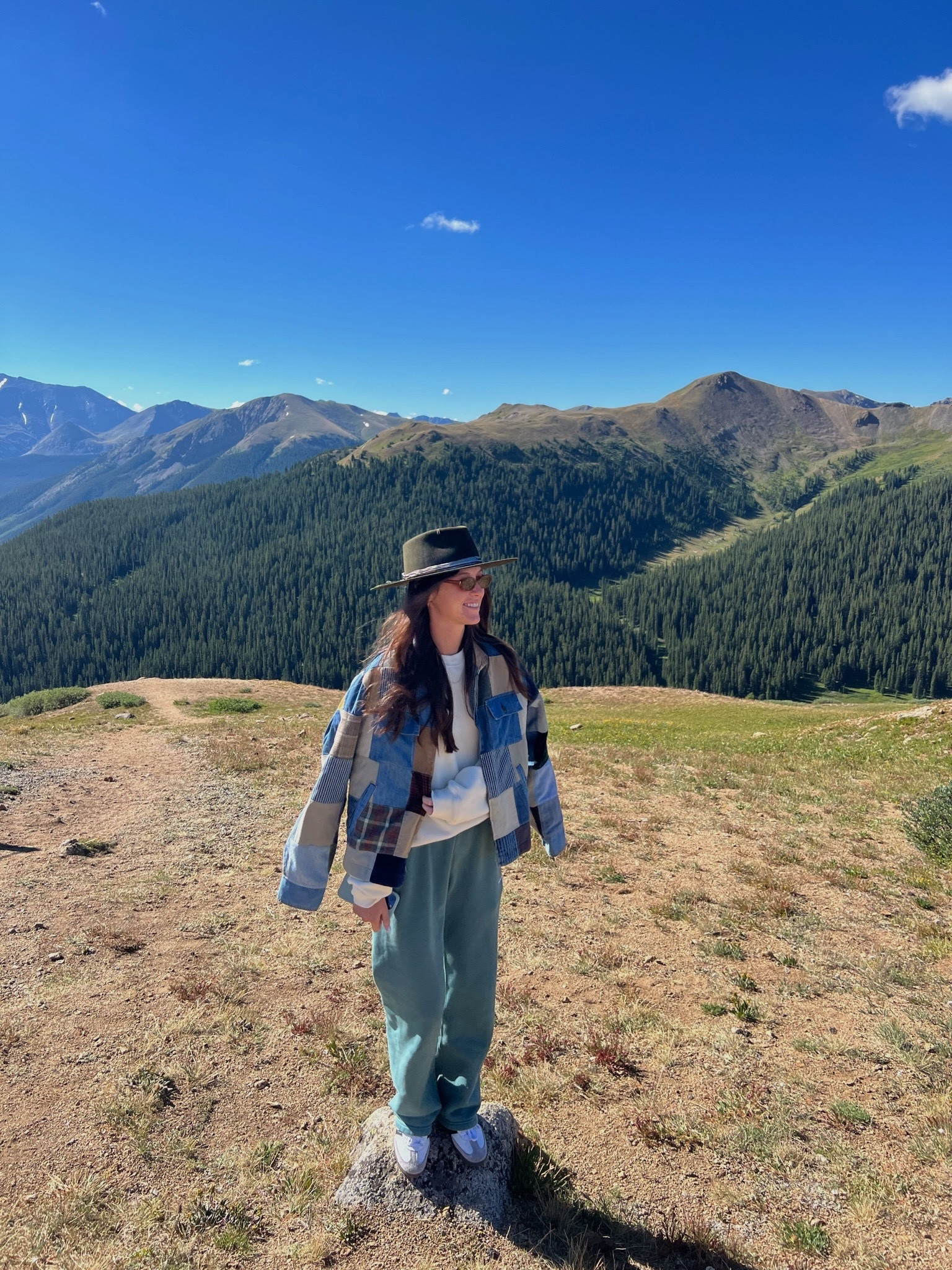 This jacket …. 
Re/done vintage patch work jacket
Mad happy classic green sweats 

#LTKSpringSale #LTKstyletip #LTKSeasonal