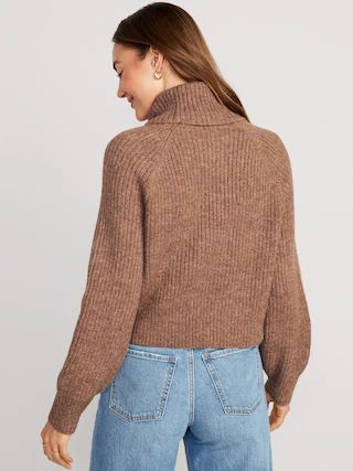 Cropped Shaker-Stitch Turtleneck Sweater for Women | Old Navy (US)