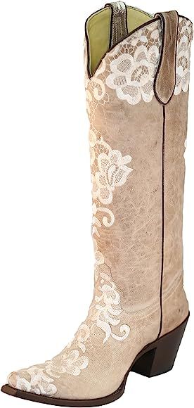 Corral Women's Bone Tall Lace Embroidery Boot G1128 | Amazon (US)