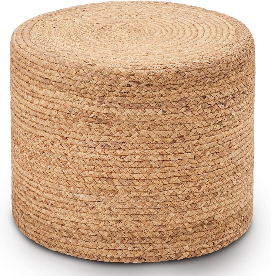 Wimarsbon 18'' Ottoman Pouf, Natural Braided Poof, Rustic Handweave Lounge Pouffe, Boho Footrest Sto | Amazon (US)