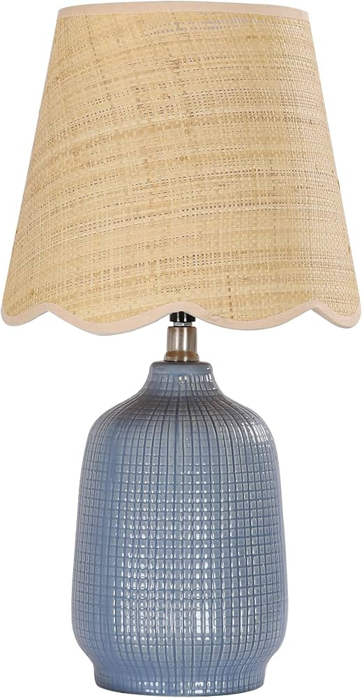 Pia Ricco 19" Modern Ceramic Table Lamp for Living Room Gray Blue Base Desk Lamps for Bedroom Far... | Amazon (US)