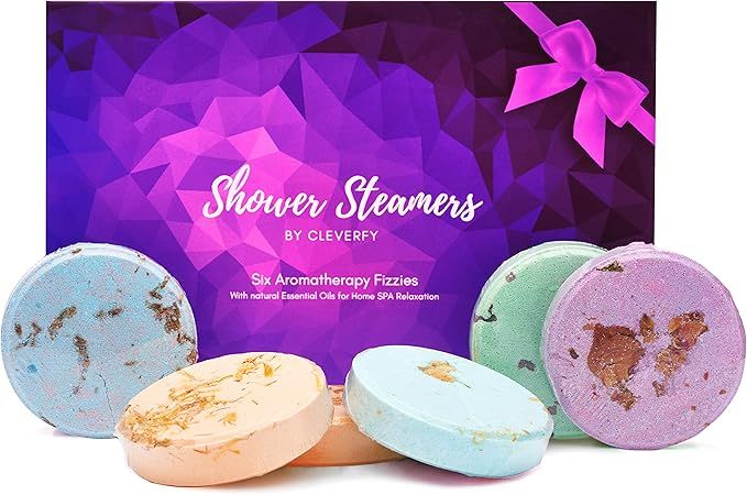 Cleverfy Aromatherapy Shower Steamers - Variety Pack of 6 Shower Bombs with Essential Oils. Purpl... | Amazon (US)