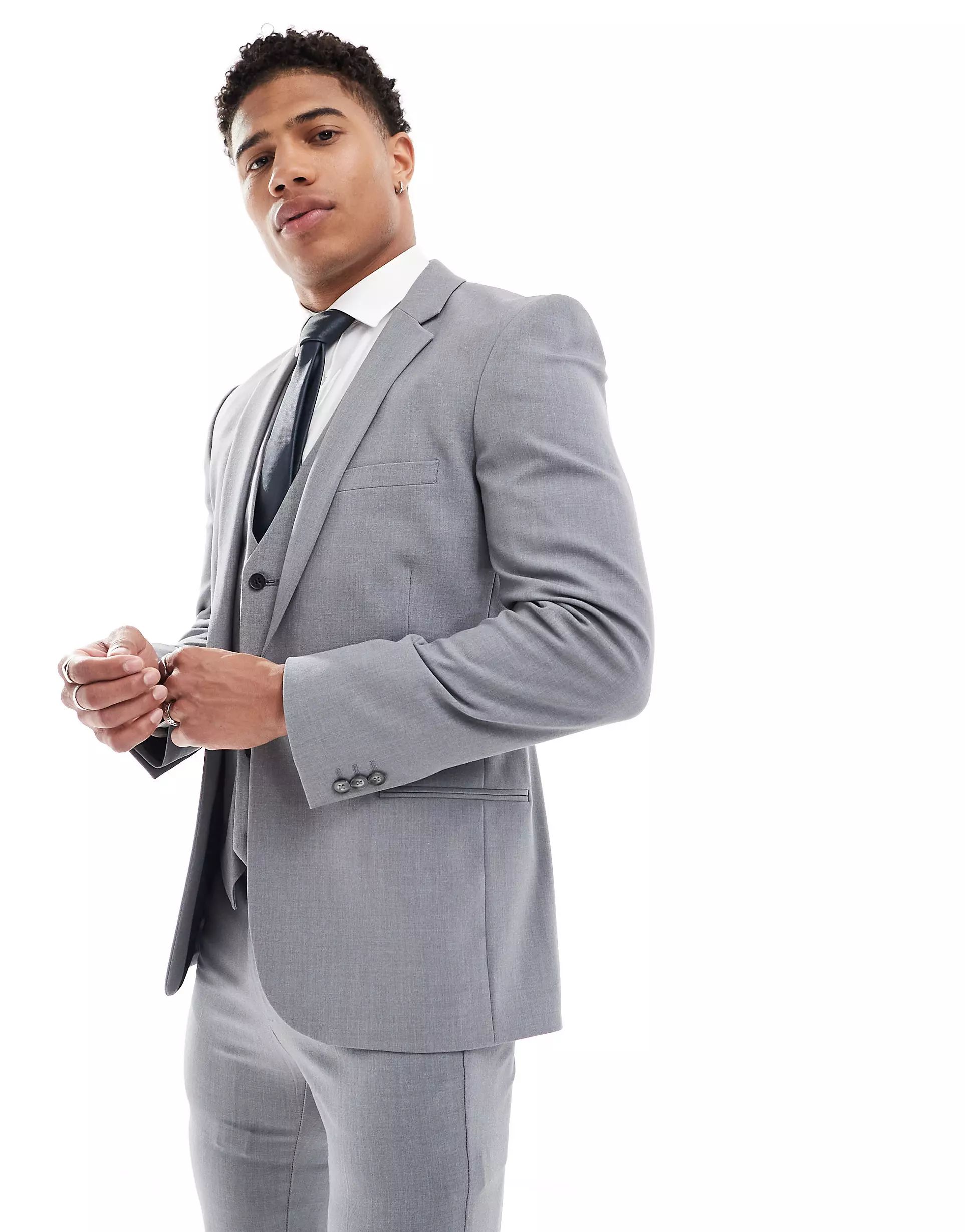 ASOS DESIGN super skinny suit jacket in grey | ASOS (Global)