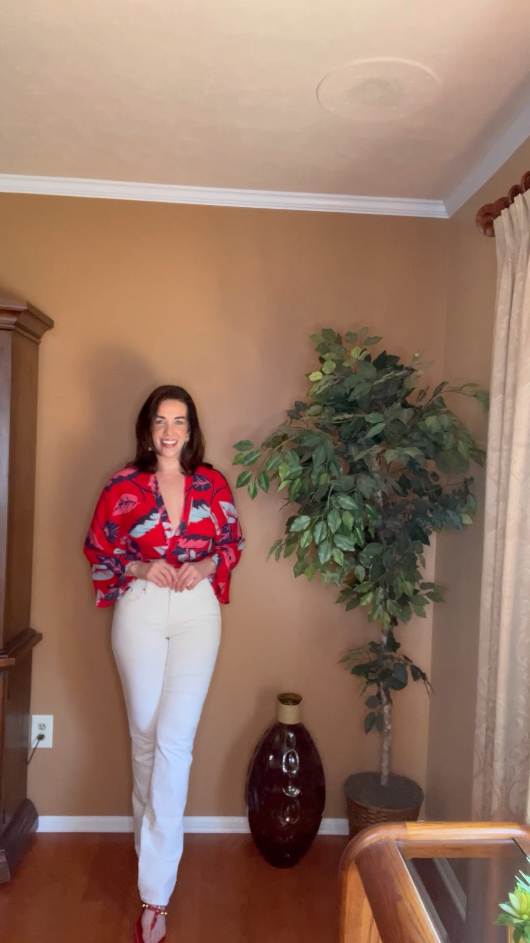 4th of July Outfit - Red White and Blue Tie top (size small). White jeans (size 4). Red studded sandals (size 8.5). #4thofjulyoutfit #fourthofjulyoutfit #fourthofjuly #top #tietop #whitejeans #whitedenim #sandals #redsandals #spikedsandals 

#LTKSeasonal #LTKFindsUnder100 #LTKStyleTip