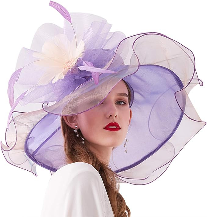 ORIDOOR Women Hats Headband Hairpin Organza Fascinator Church Hat Floral Tea Party Wedding Hat | Amazon (US)