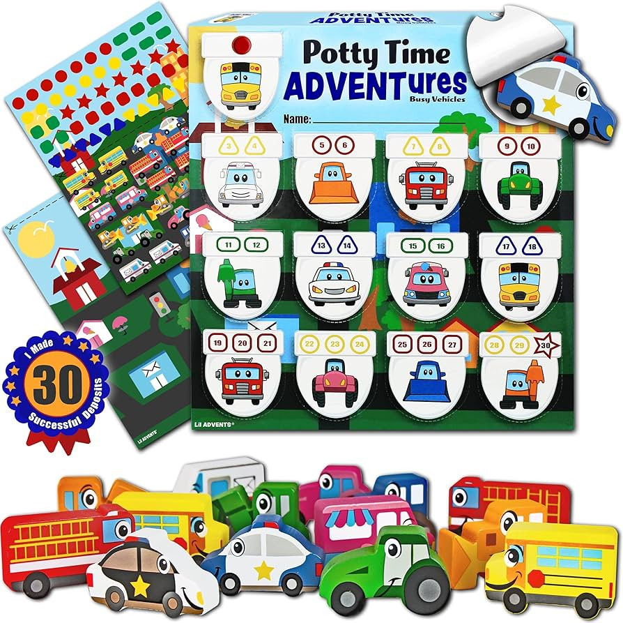 LIL ADVENTS Potty Time ADVENTures Potty Training Game - 14 Wood Block Toys, Chart, Activity Board... | Amazon (US)