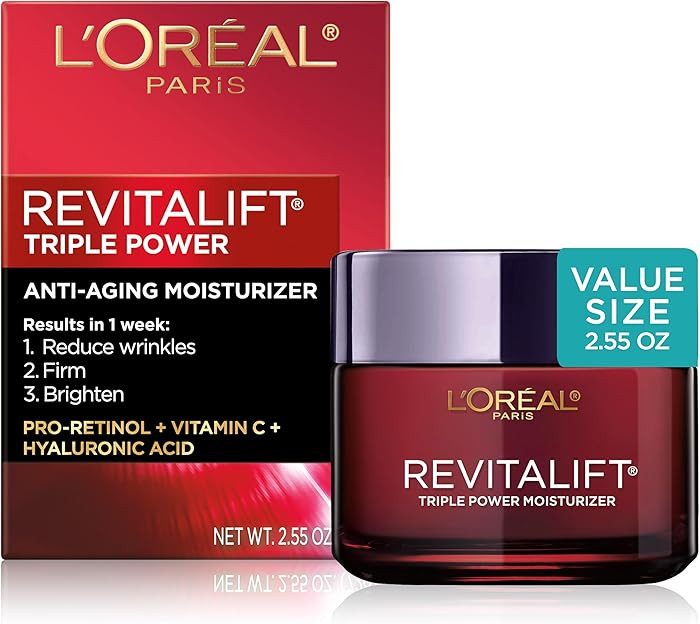 L'Oreal Paris Revitalift Triple Power Anti-Aging Face Moisturizer, Pro Retinol, Hyaluronic Acid &... | Amazon (US)