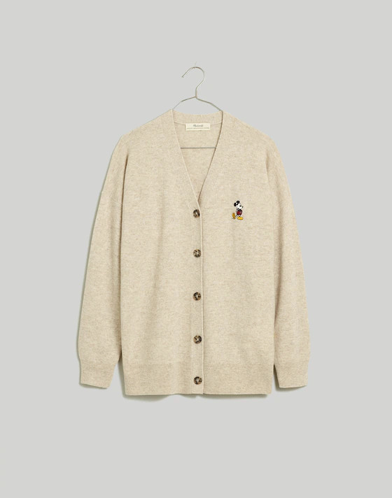 Disney Mickey Mouse-Embroidered Cardigan Sweater in (Re)sponsible Cashmere | Madewell