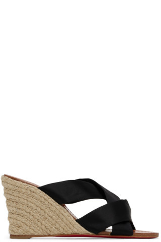 Christian Louboutin - Black Wedge Heeled Sandals | SSENSE