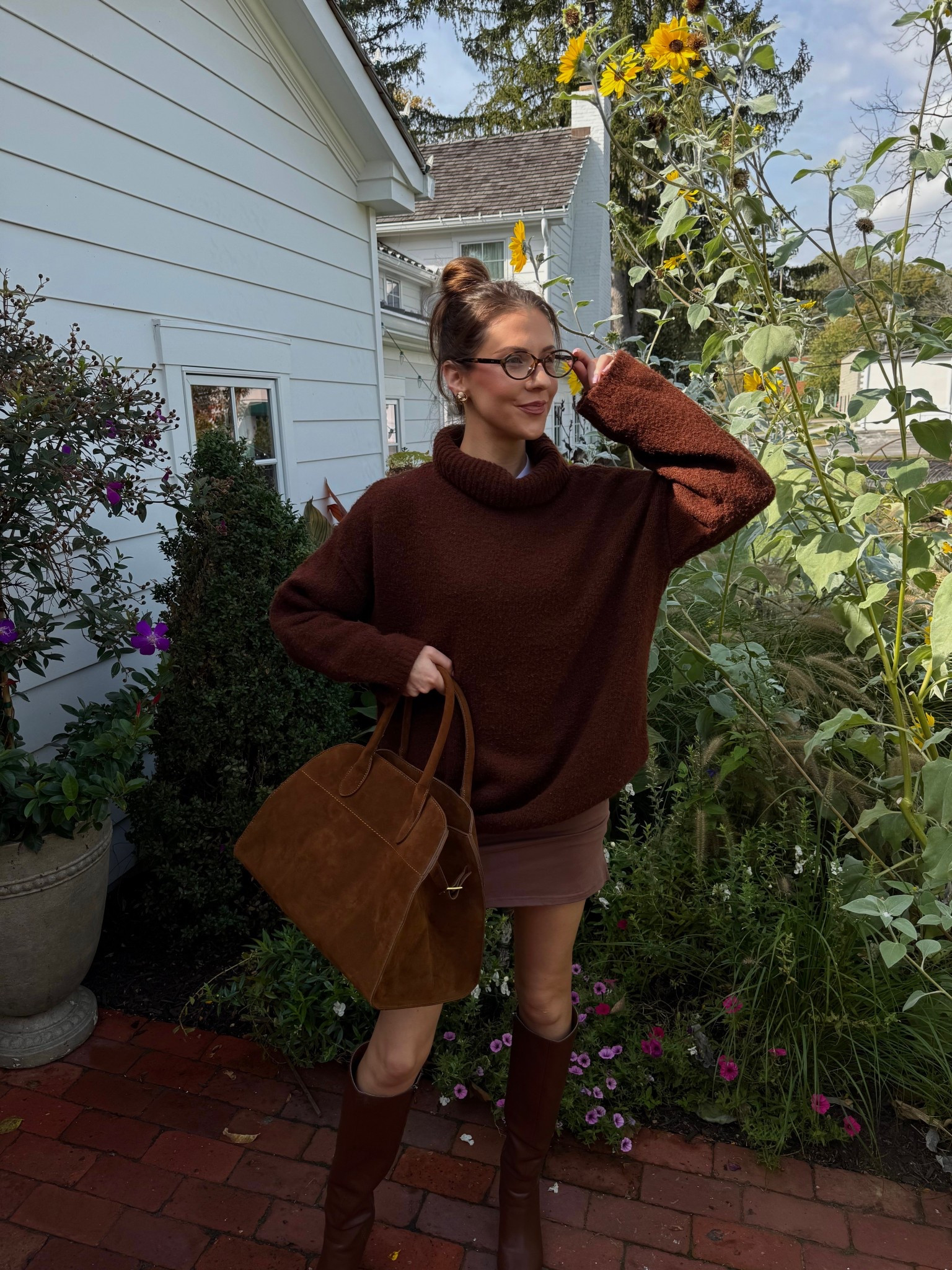 Brown suede, espresso brown, chocolate brown, brown for fall, fall outfit, brown sweater, apple picking outfit, fall weekend outfit, brunch outfit, winery outfit, girls day outfit, brown fall sweater, browns for fall, easy fall outfit, monochromatic, brown suede bag, brown skirt, brown sweater, brown turtleneck, oversized sweater, oversized turtleneck sweater, burgundy brown boots, low heel boots, date day outfit, pumpkin patch outfit, affordable fall outfit, fall street style 

#LTKTall #LTKFindsUnder50 #LTKSeasonal