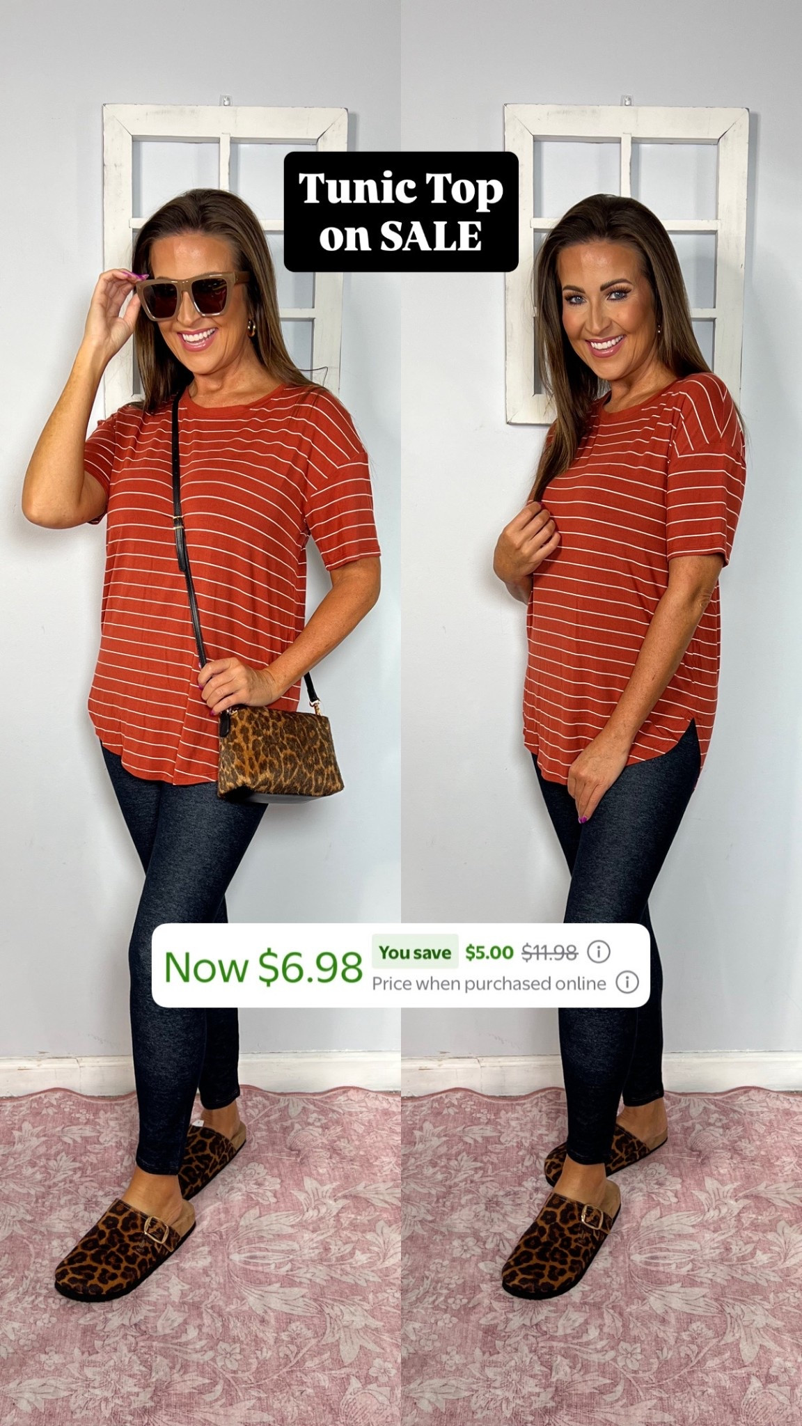 Super comfy tunic tees on sale! I am wearing an XS. These have a great weight and fit to them! I also layer them under flannels! Other colors available. Leggings are a small and look like denim! Great deal! 

Fall outfit, fall style, fall fashion, Walmart deals, Walmart finds, Walmart style, Walmart fashion, clogs, leggings 

#LTKSaleAlert #LTKFindsUnder50 #LTKootd