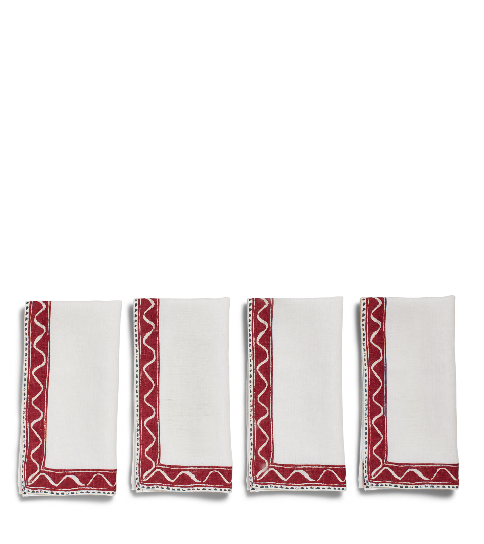 Set of Four Tideline Napkins - Red/Blue | OKA US | OKA US