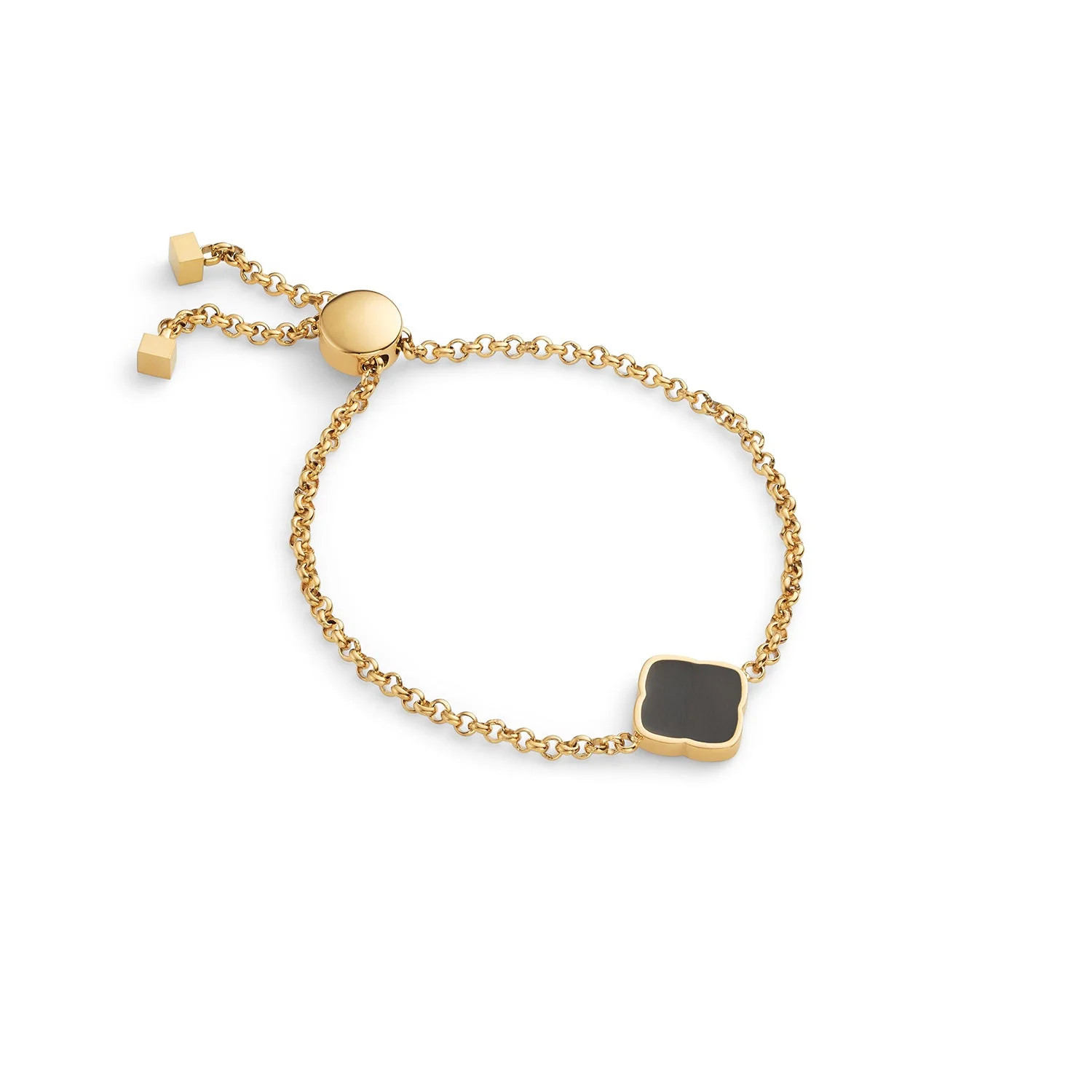 Black Enamel Clover Bracelet (Gold) | Abbott Lyon