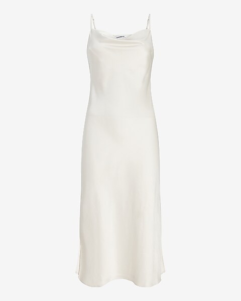 Satin Cowl Neck Midi Slip Dress | Express