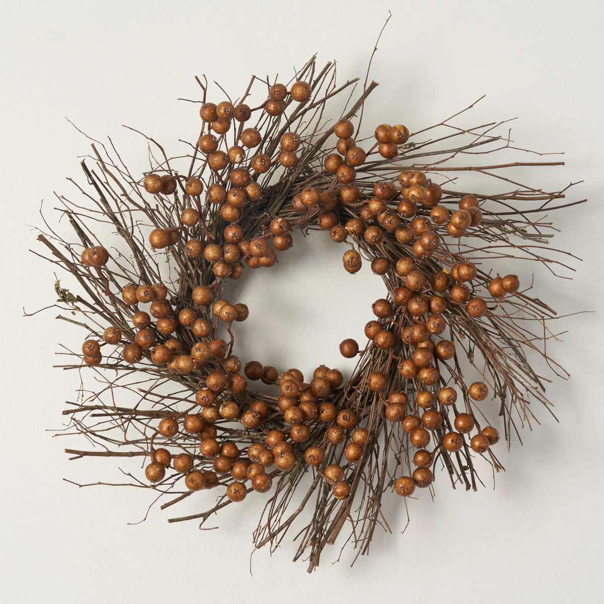 Natural Brown Faux Crabapple Berry Wispy Birch Twig Front Door Fall Wreath | Darby Creek Trading