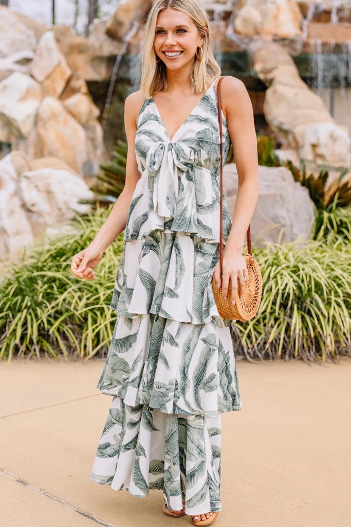 You've Got Support Olive Green Palm Print Maxi Dress | The Mint Julep Boutique