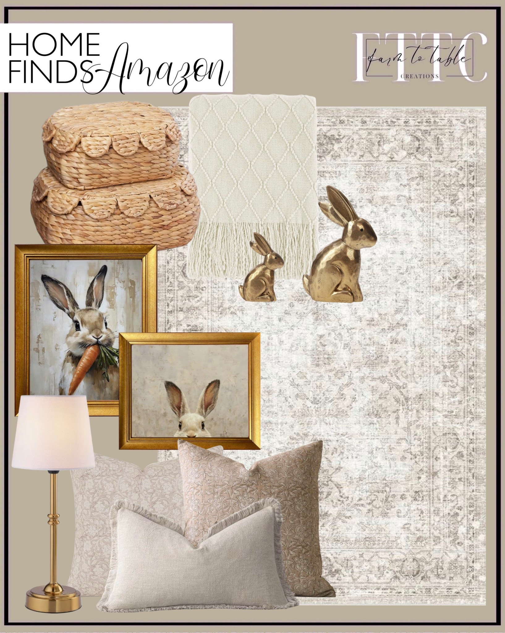 Neutral Spring Home Finds You’ll Love

Follow @farmtotablecreations on Instagram for more home finds 🤍

Soft, neutral layers that instantly warm up your space for spring 🌿 From the textured throw and woven baskets to the subtle patterned rug and cozy pillows, these pieces are simple to style and feel high-end without the designer price. The gold accents and bunny artwork add just the right seasonal touch without overwhelming your space—perfect for a light, elevated refresh.

#pillows #livingroomrug #homedecor #cozyhome #neutraldecor

#LTKSaleAlert #LTKSeasonal #LTKHome