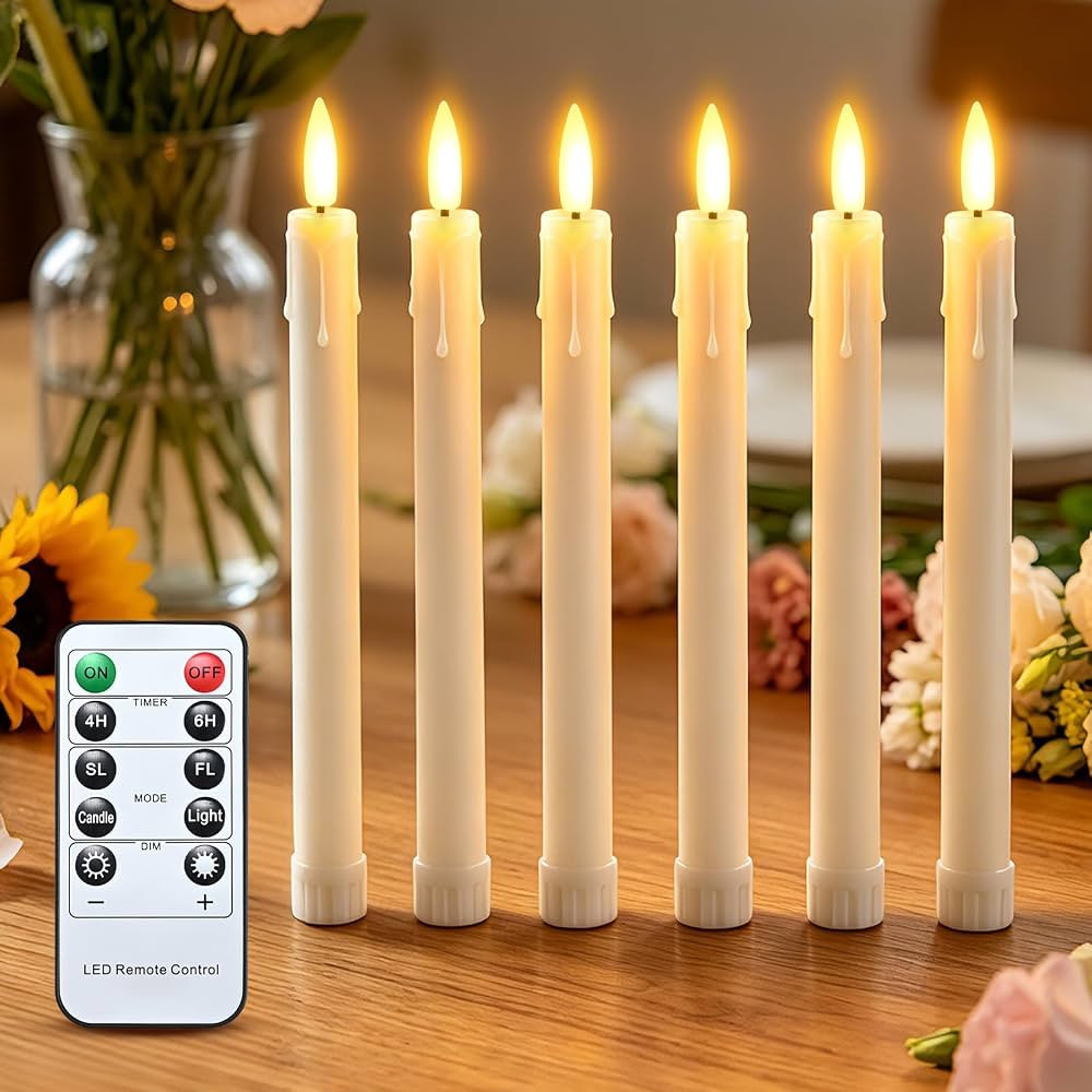 cimetech 6er LED Stabkerzen mit Timerfunktion, flackernde Flamme LED Echtwachskerzen mit Fernbedi... | Amazon (DE)