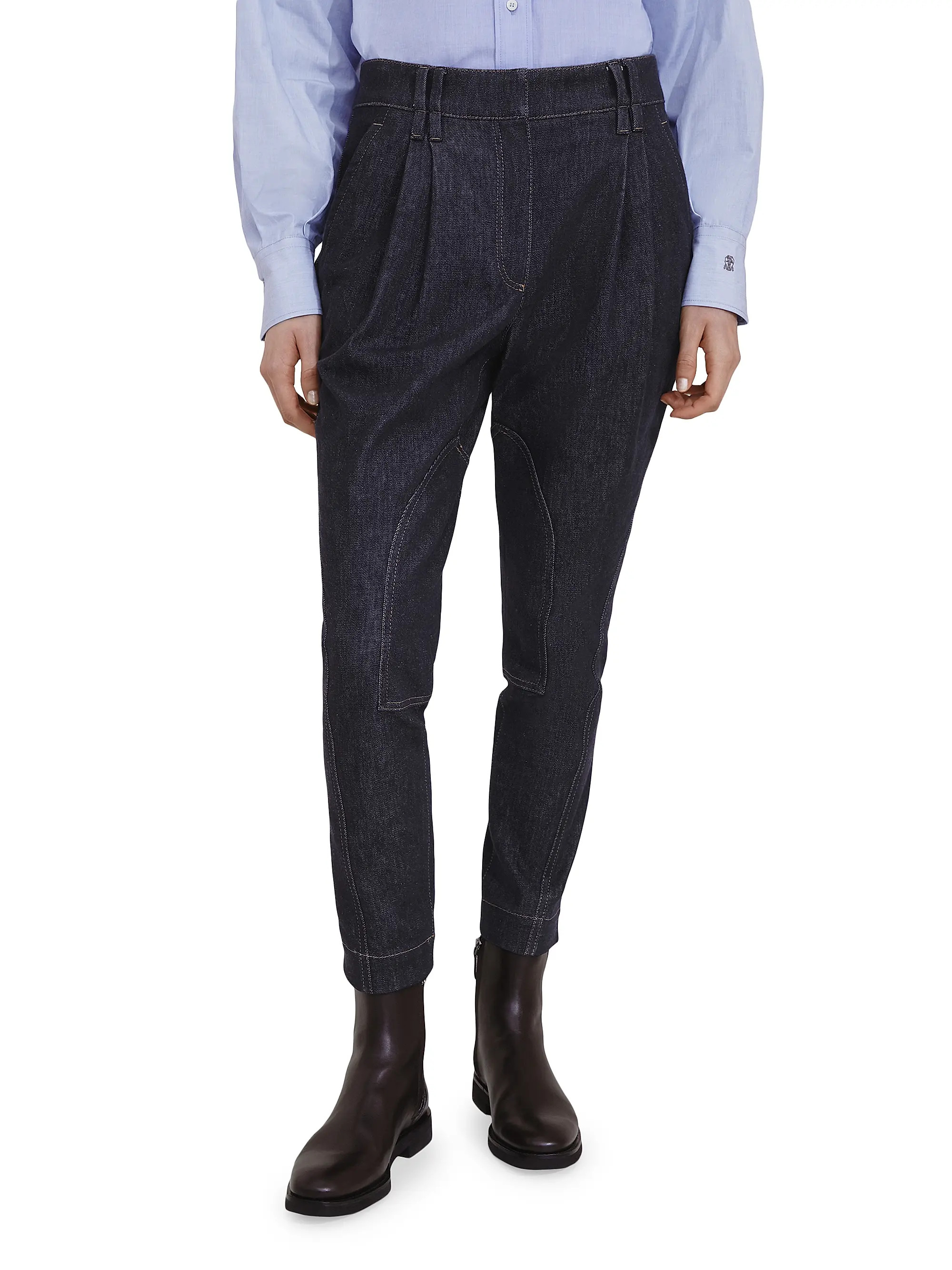 Brunello Cucinelli Comfort No Fade Denim Equestrian Trousers with Monili | Saks Fifth Avenue | Saks Fifth Avenue