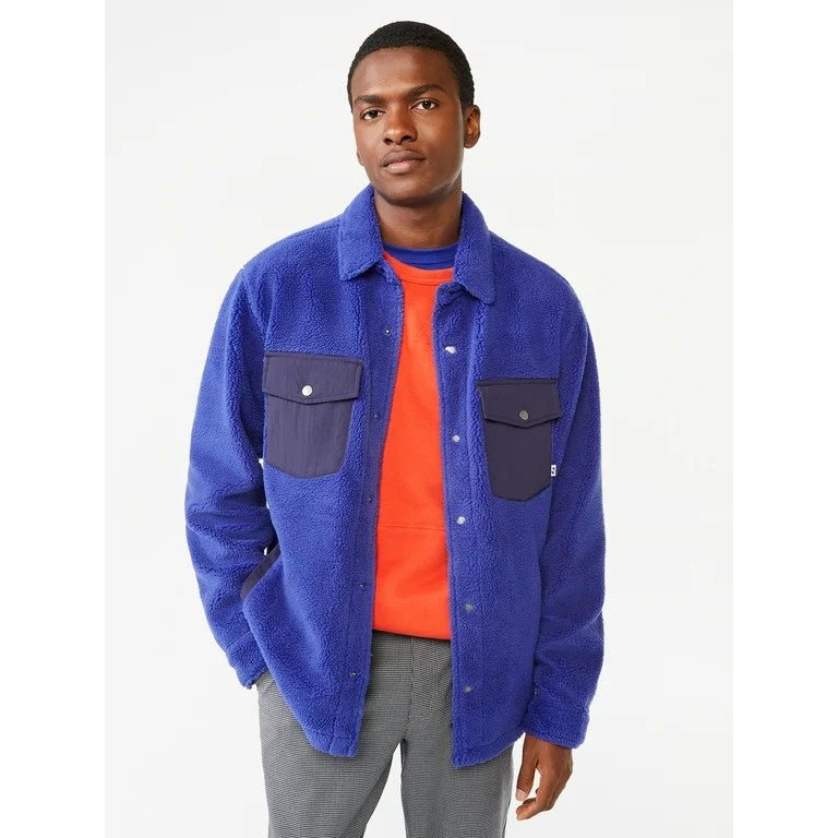 Free Assembly Men's Faux Sherpa Overshirt | Walmart (US)