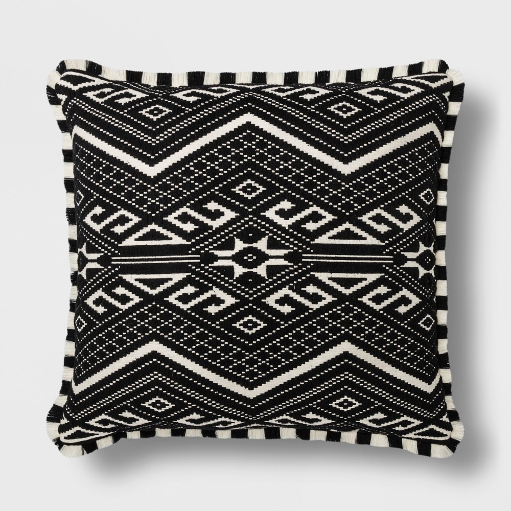 Fringed Jacquard Euro Pillow Black - Opalhouse , Adult Unisex | Target