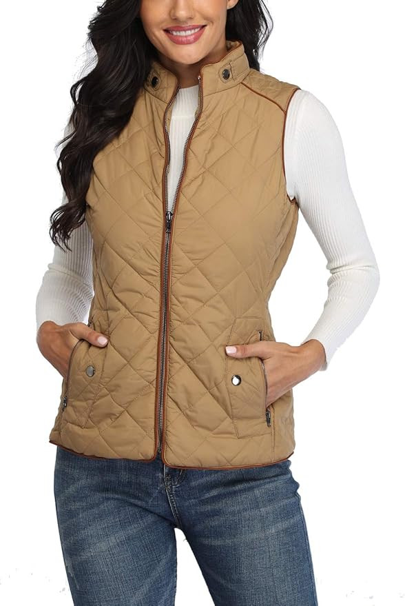 Anienaya Women's Quilted Vest Lightweight Padded Gilet Stand Collar Sleeveless Zip Up Puffer Warm... | Amazon (US)