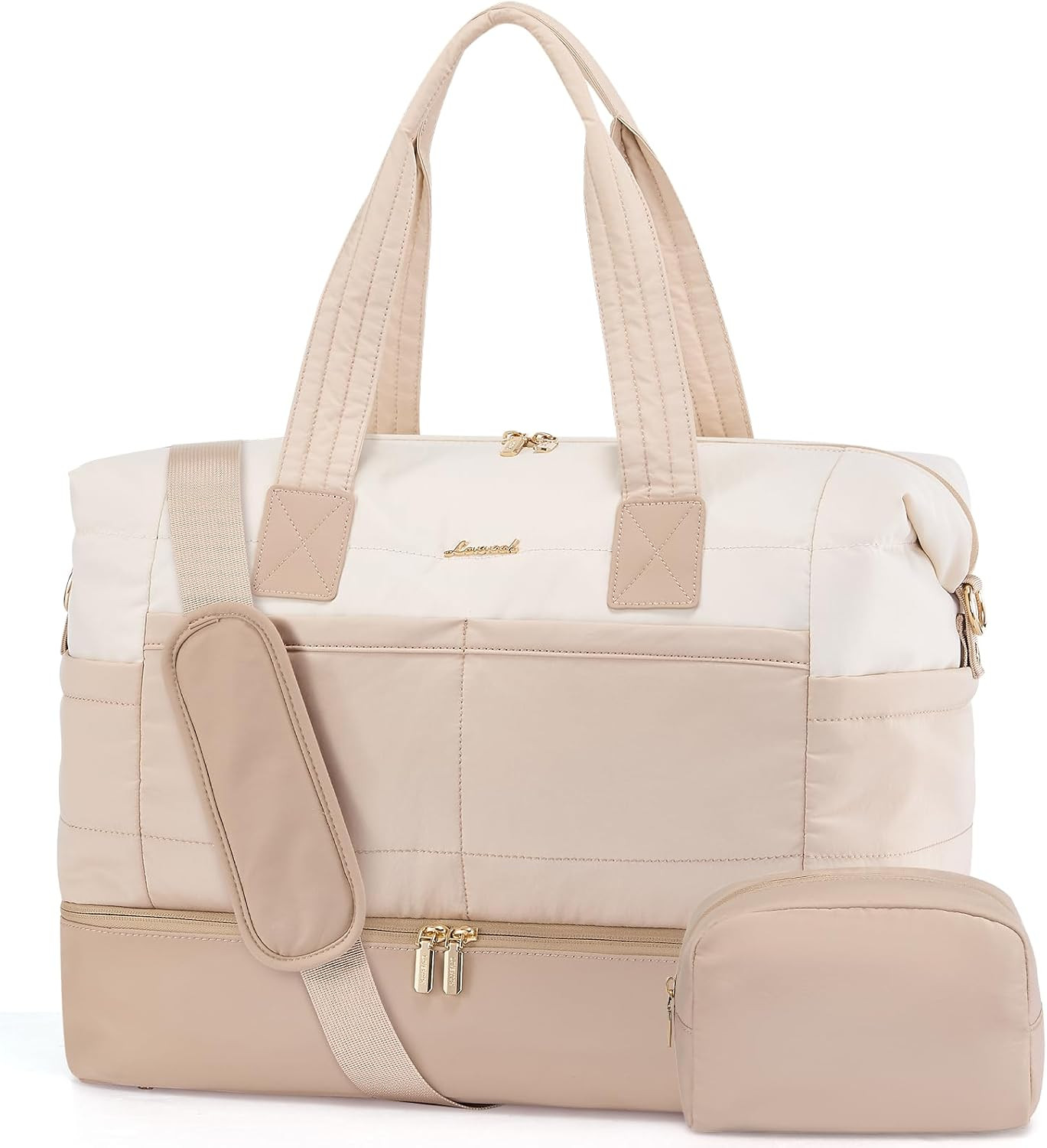 LOVEVOOK Travel Duffle Bag - Puffer Weekender Bags For Women with Shoe Compartment,40L Carry On Overnight Duffel Bags For Airplanes,Hospital Bag for Labor and Delivery,2Pcs | Amazon (US)