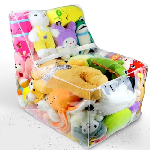 Clear Stuffed Animal Bean Bag Chair Cover for Kids, Waterproof Large Stuffable Beanbag Chair Cover, Creative PVC Plush Toys Storage, for Organizing Toddler & Children Rooms Soft Stuff Animal | Amazon (US)