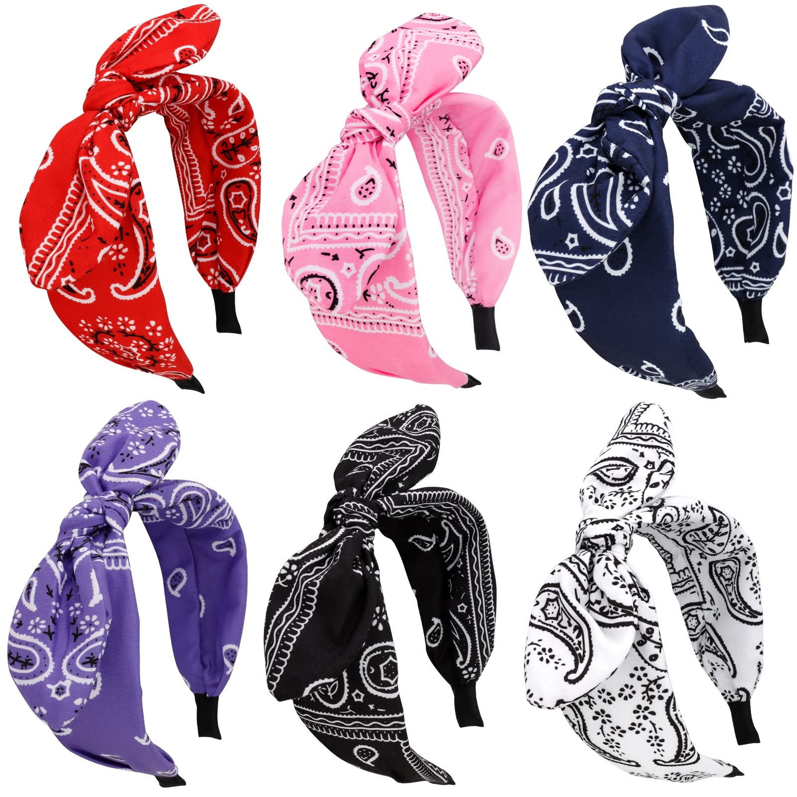 Jaciya Bandana Bow Headbands for Women Wide Headband Bunny Ears Headband Girls Hair Accessories | Amazon (US)