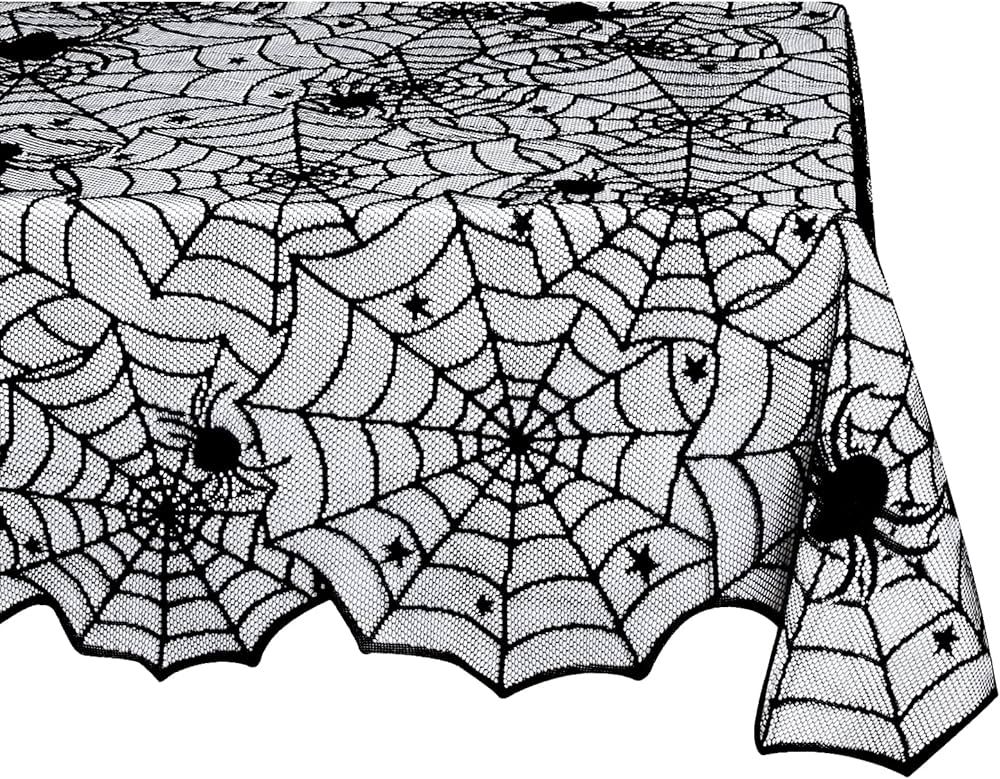 LuoluoHouse Black Lace Tablecloth 54x72 Inch Halloween Tablecloths Spider Cobweb Table Cover for ... | Amazon (US)