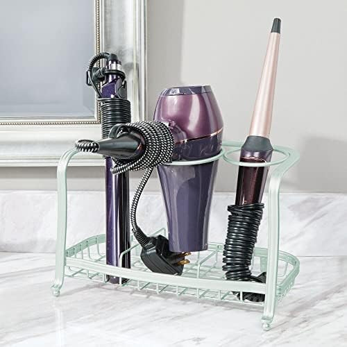 mDesign Metal Hair Care & Styling Tool Organizer Holder - 3 Sections - Bathroom Vanity Countertop St | Amazon (US)