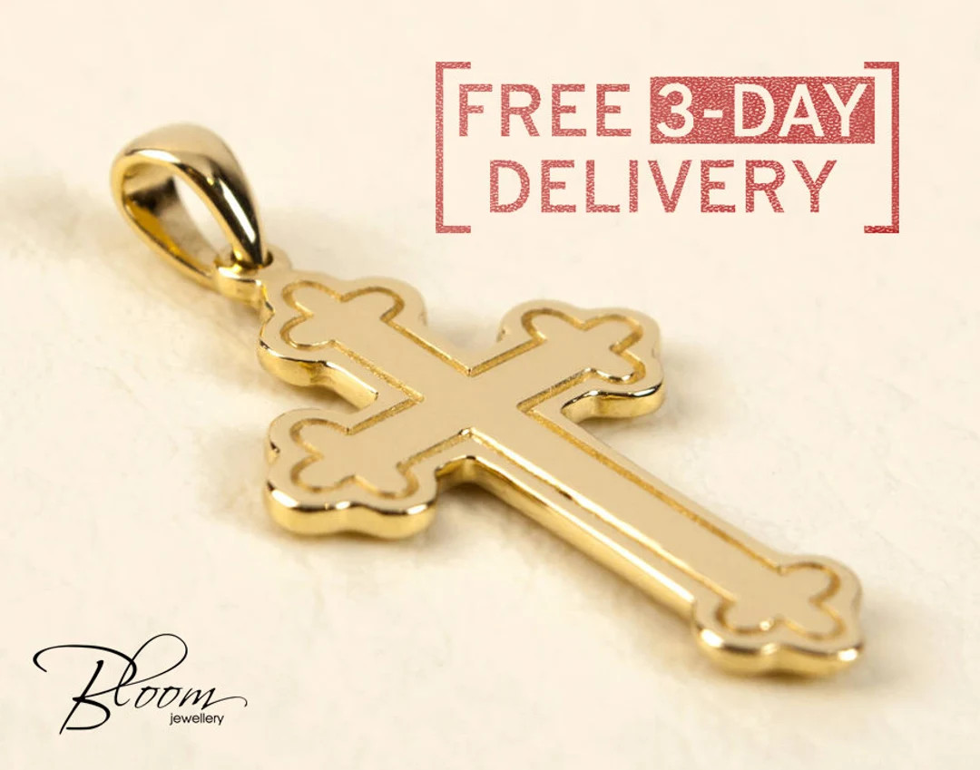Fast Delivery Baptism Cross Pendant 14K Solid Gold Cross - Etsy | Etsy (US)