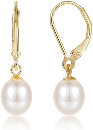 EAMTI Pearl Earrings for Women 925 Sterling Silver Freshwater Cultured Pearl Drop Earrings 14K Go... | Amazon (US)