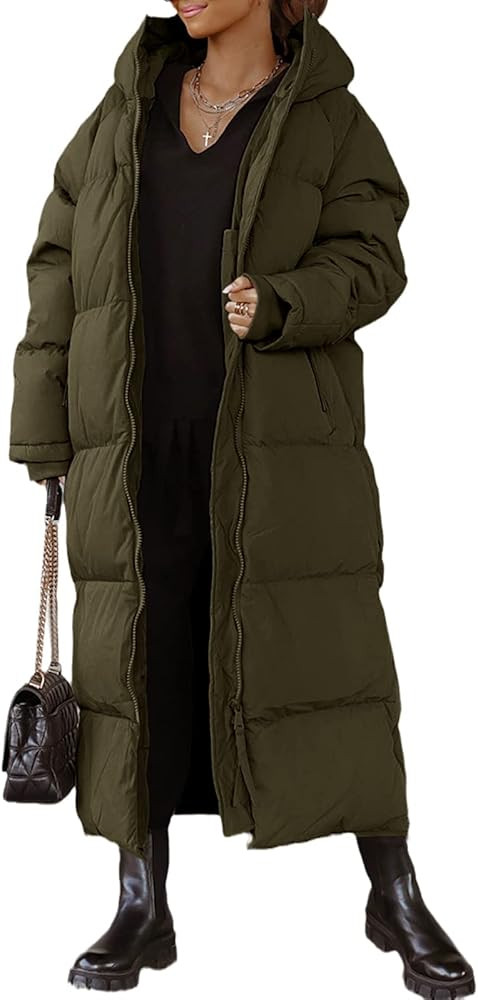 Tankaneo Womens Hooded Long Quilted Coat Maxi Length Long Sleeve Puffer Jacket Warm Padded Coat T... | Amazon (US)