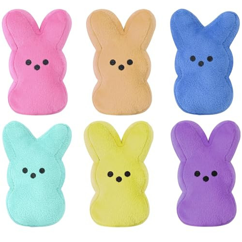 vizethru 6 Pcs Easter Bunny Plush Toys,Easter Basket Stuffers Toys for Kids,Bunny Stuffed Animals, Easter Party Favors Gift Toys for Kids | Amazon (US)