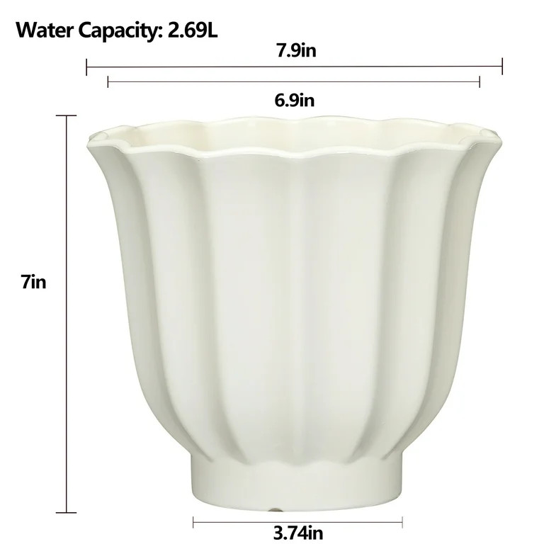 Mainstays Lillian 8" x 8" x 7" Round Vanilla Dream 100% Recycled Resin Planter | Walmart (US)