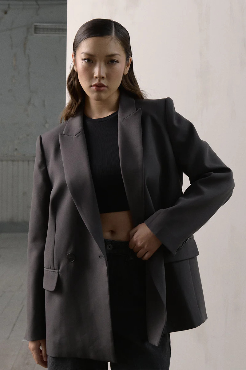 EVE Structured Oversized Blazer Charcoal | 4tharq 