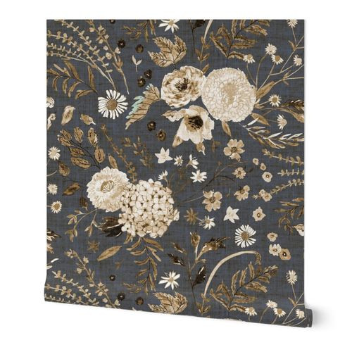 Sonetto Floral (brown) JUMBO Wallpaper | Spoonflower | Spoonflower
