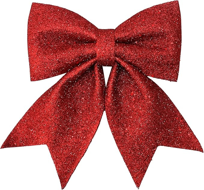 One Large Red Christmas Tree Topper Bow Big Christmas Tree Bows Red | Amazon (US)