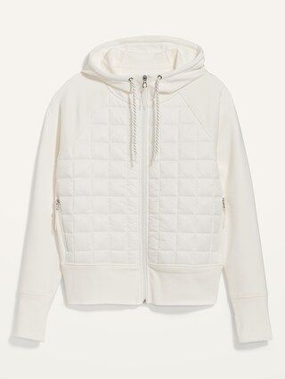 Dynamic Fleece Quilted Hybrid Zip Hoodie for Women | Old Navy (US)