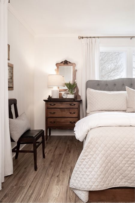 Cozy bedroom.🤍 Just over here awaiting tulip season and an excuse to keep white tulips in the house 24/7.

#LTKfamily #LTKhome #LTKSeasonal