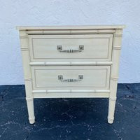 Henry Link Bali Hai Nightstand Free Shipping - One Beige Vintage Faux Bamboo Bedside Table Hollywood | Etsy (US)