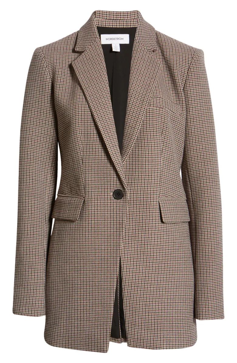 Women's Houndstooth Check Recycled Polyester Blend Blazer | Nordstrom